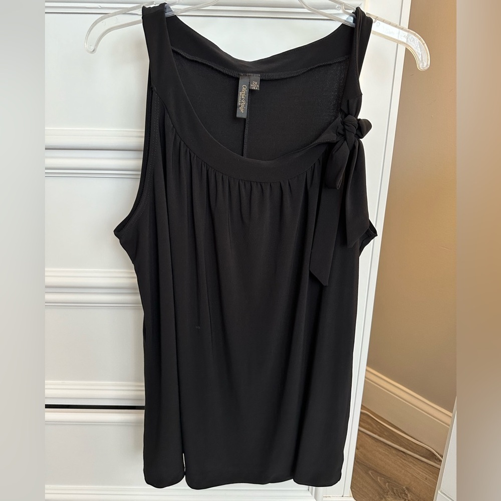 Olivia Page Women's Black Tank Top with Bow - Size 2X